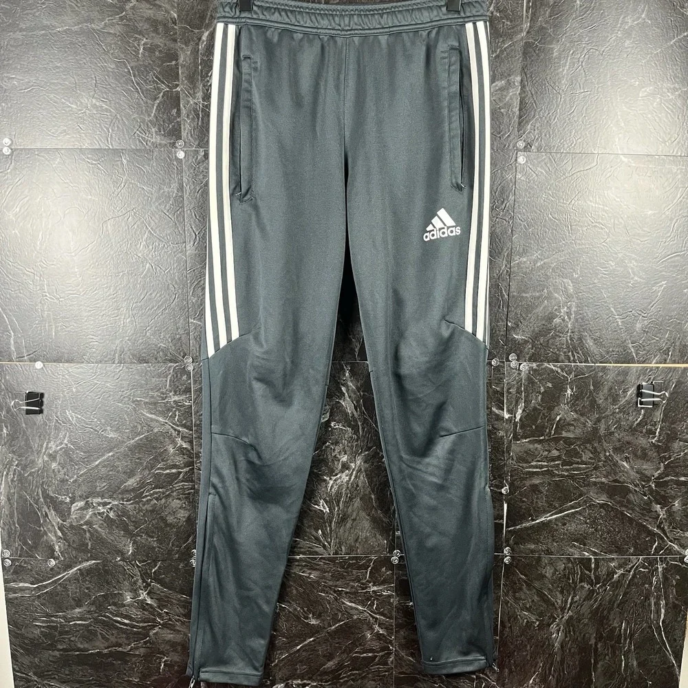 Adidas Men's Grey Striped Track Pants Small